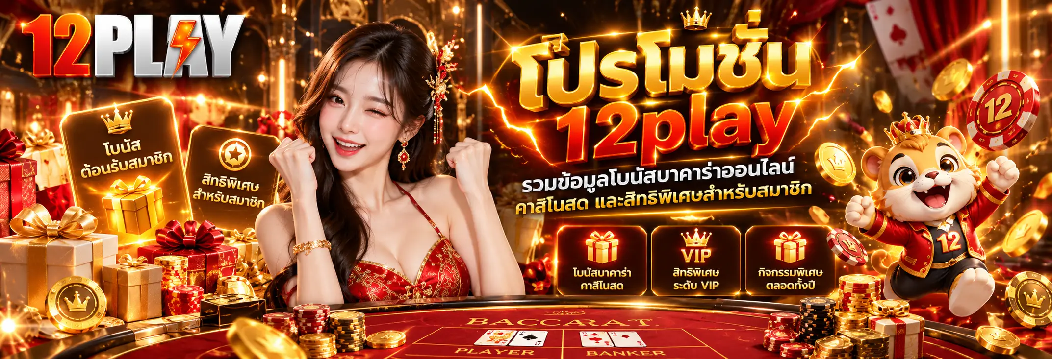 โปรโมชั่น 12play รวมข้อมูลโบนัสบาคาร่าออนไลน์ คาสิโนสด และสิทธิพิเศษสำหรับสมาชิก